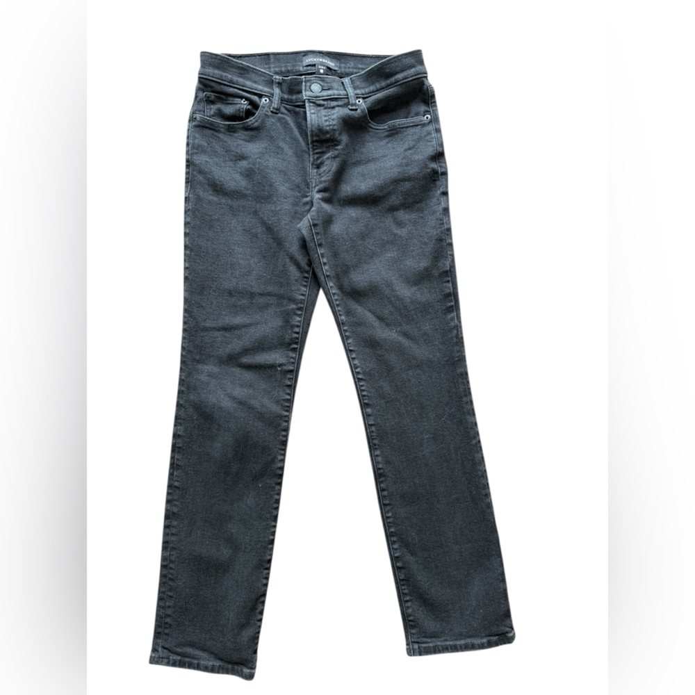 Lucky Brand Black Denim Mid Rise Straight Leg Jeans Y2K Quiet Luxury 6 Women's